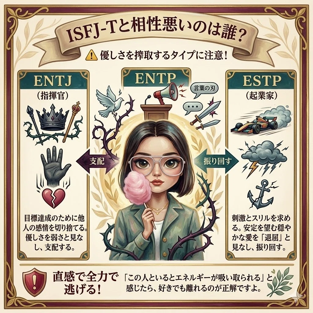 ISFJ-Tと相性悪いのは誰?優しさを搾取するMBTIタイプ