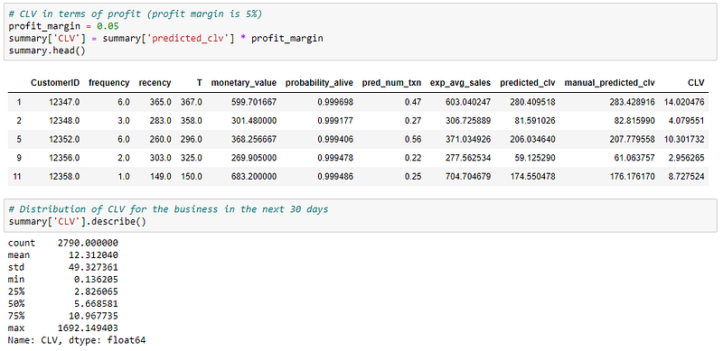 Customer Lifetime Value profit margin