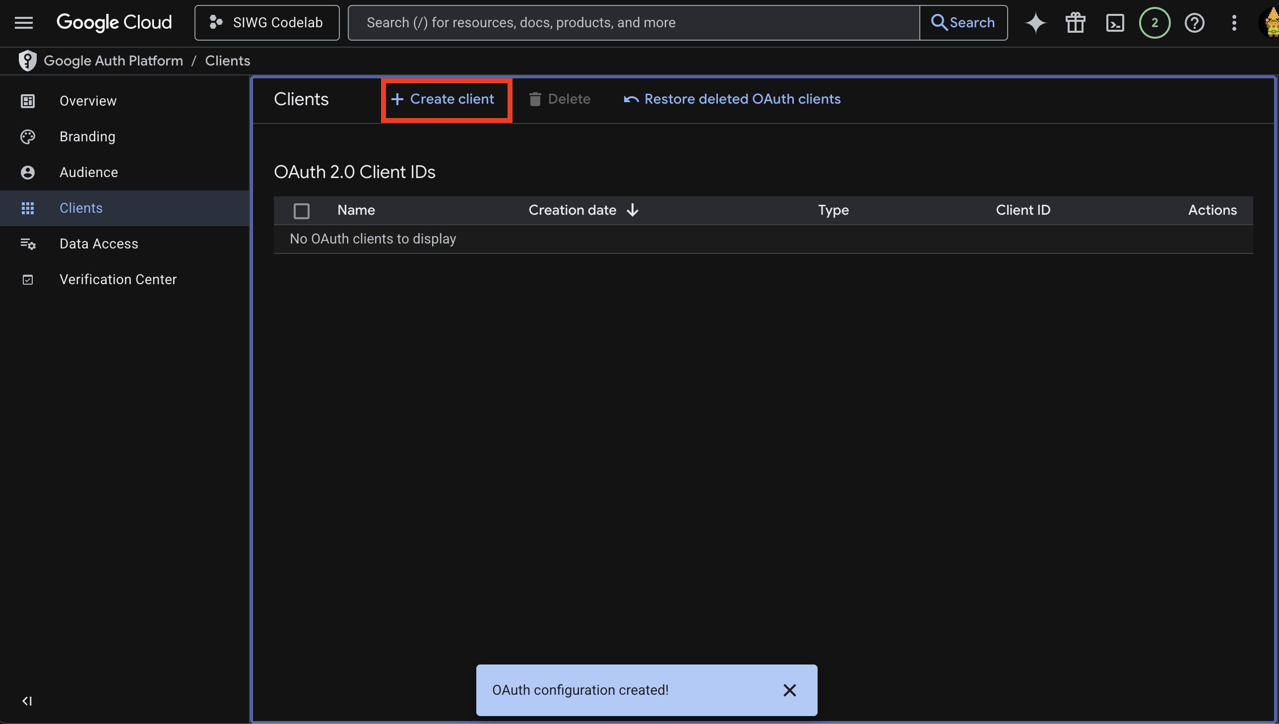 GCP Create Clients
