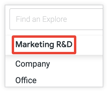 Le modèle "Étude de marché" porte le libellé "Marketing R&D" dans le menu "Explorer".