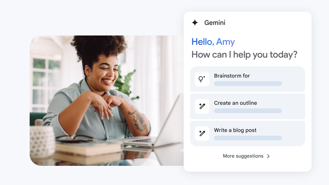 Pessoa chamada Amy a usar o Gemini no computador.