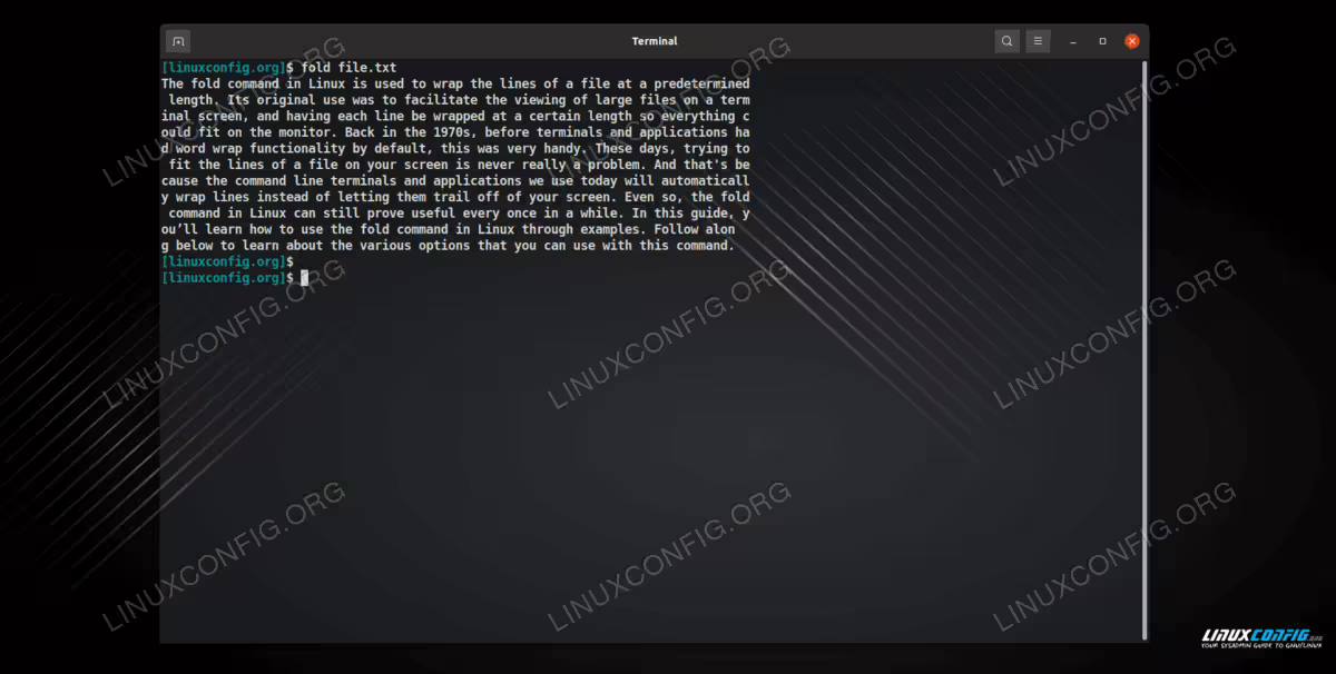 Default usage of the fold command in Linux