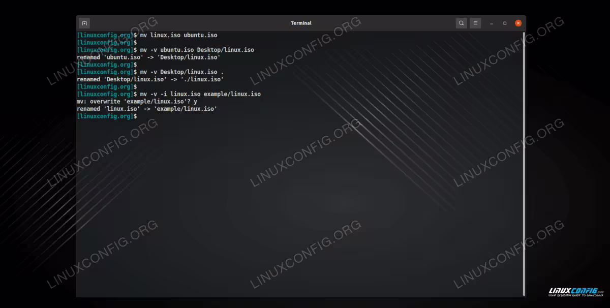 Various examples of the mv command in Linux