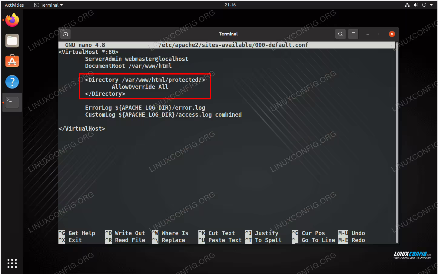 Add the AllowOverride setting in order for Apache to read out .htaccess file