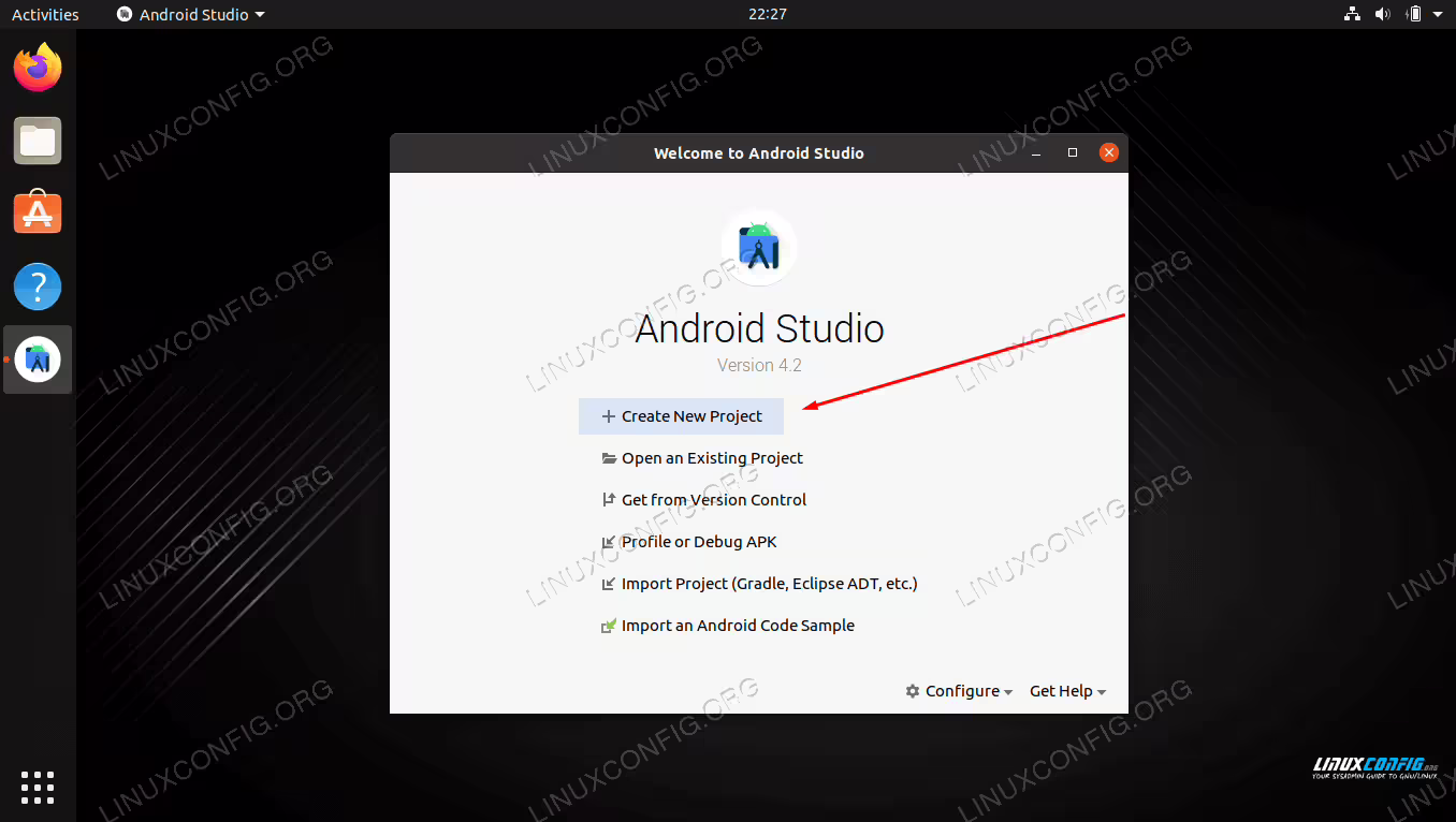 Create a new project in Android Studio