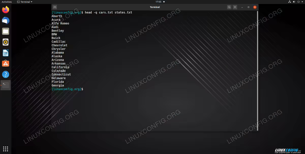 Listing the first 10 lines of multiple files at once with the -q option
