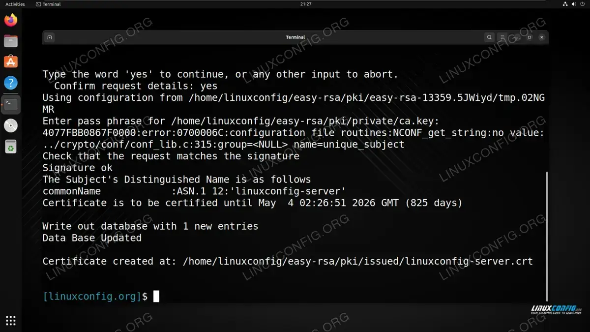 Importing and signing the CSR with the CA server