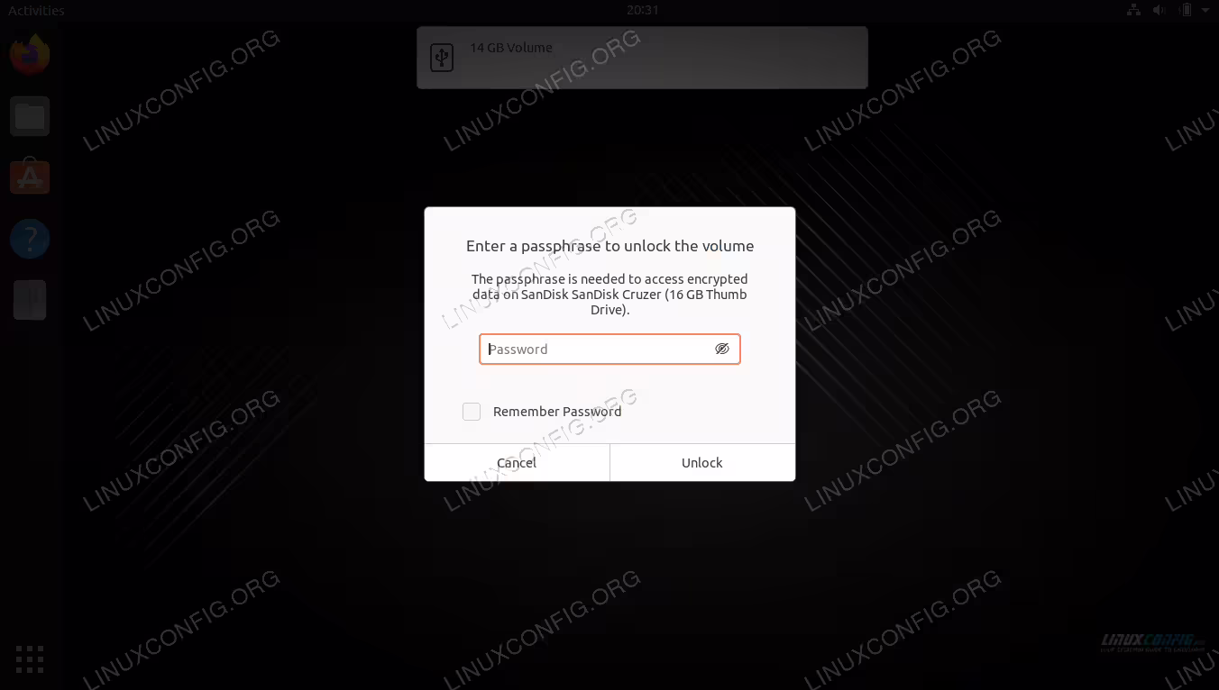 We are prompted for a password when inserting the USB stick into our computer
