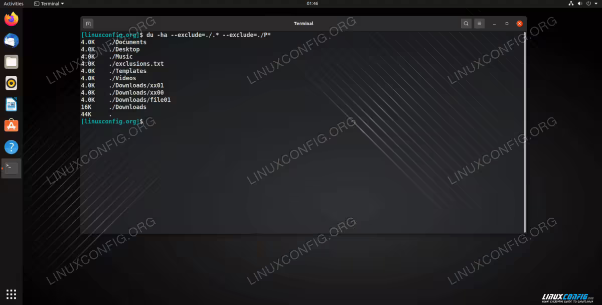 Using the --exclude command line option to exclude multiple patterns