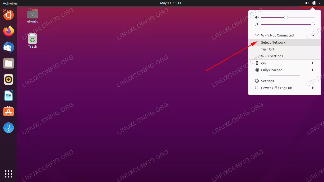 Select a network in the upper right corner of GNOME