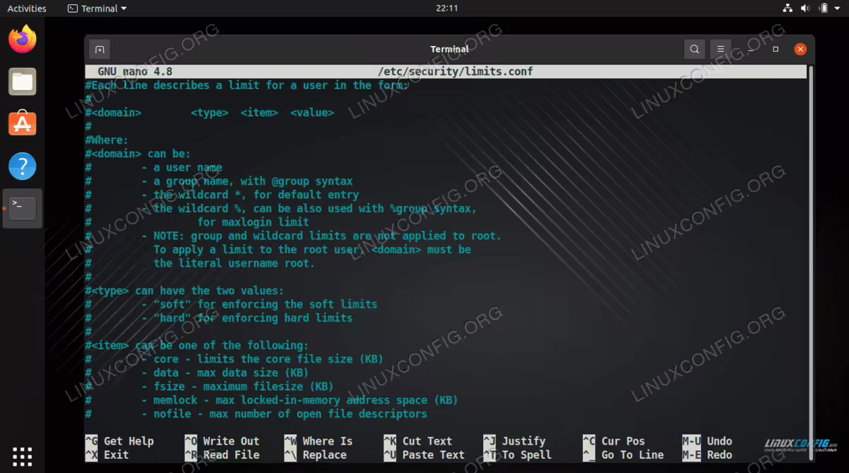 Instructions from inside the limits.conf file