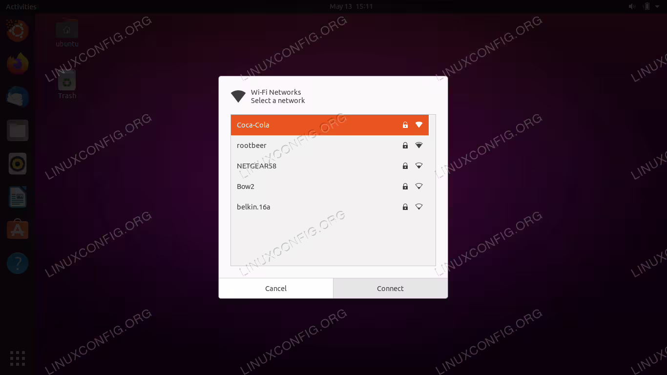 Select a wireless network to connect to