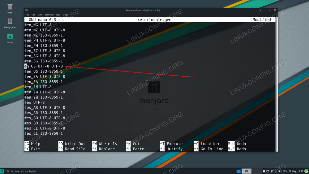 Setting the locale on Manjaro