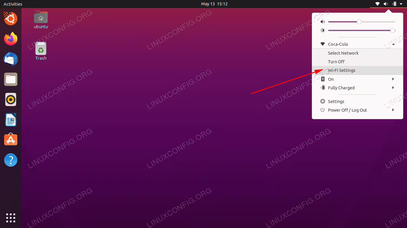 Click the Wi-Fi settings option to view advanced configuration