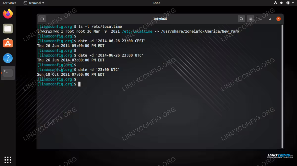 Converting between time zones on Linux