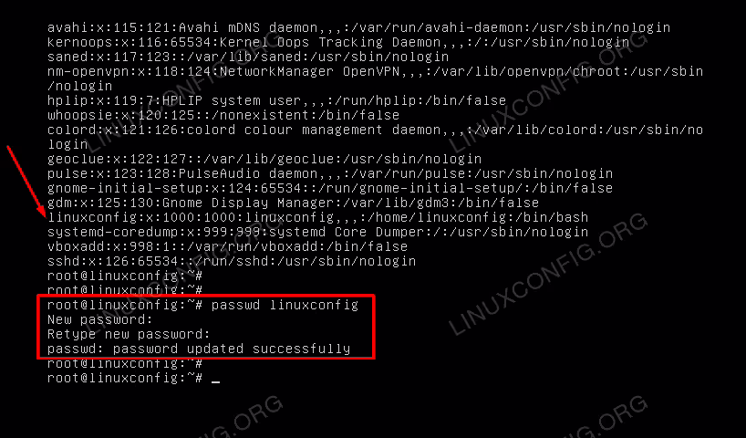 Resetting the password for a normal account user on Ubuntu server