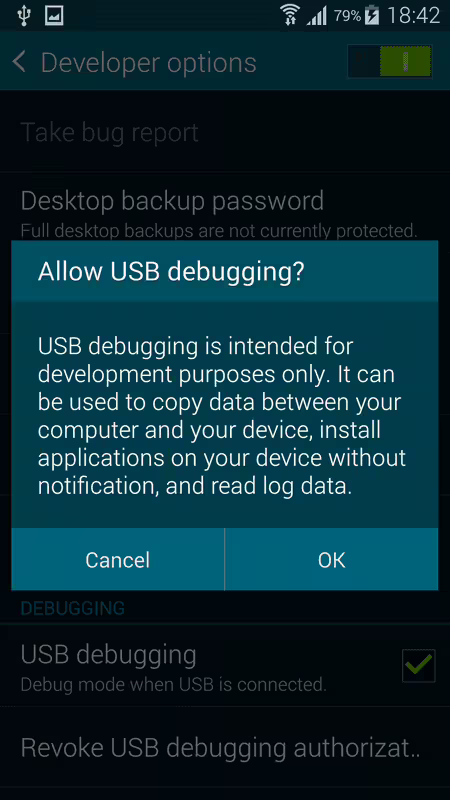 USB debugging - Debug mode when USB is connected
