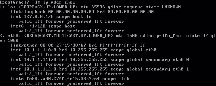 Show virtual network interfaces on RHEL7 linux