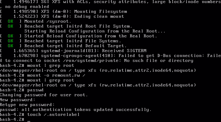 SELinux relabel system after reboot - Redhat 7 Server
