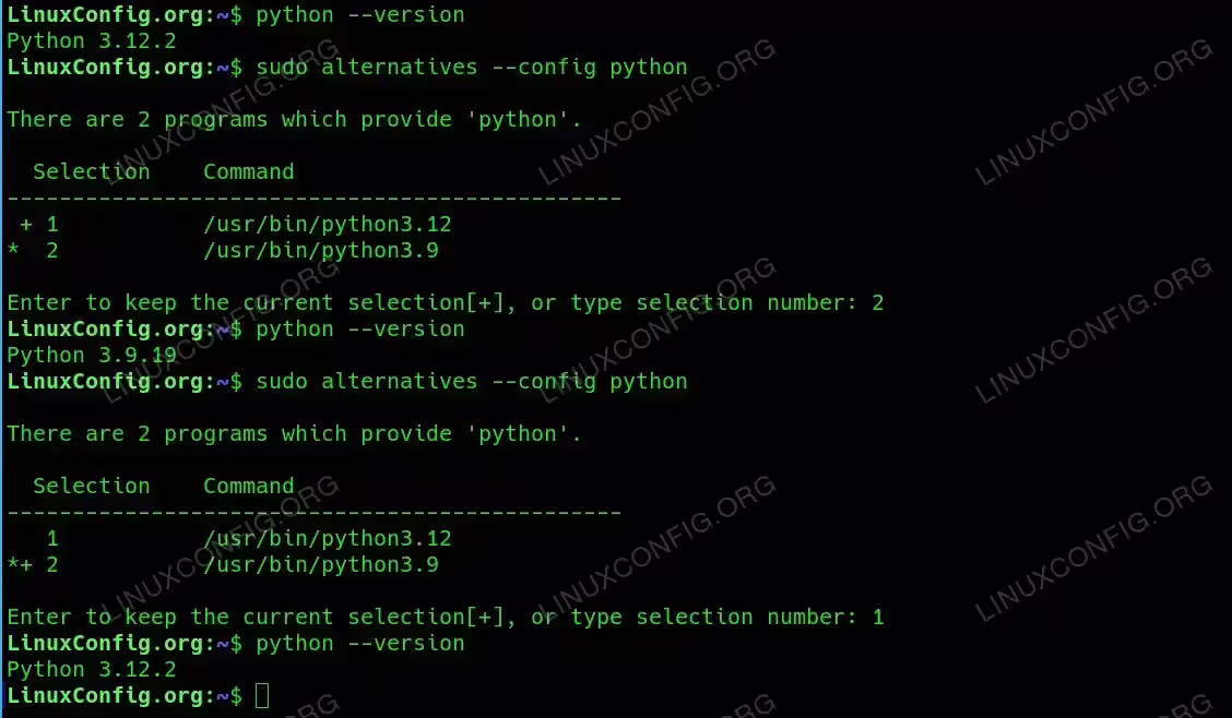 Switch between Python versions