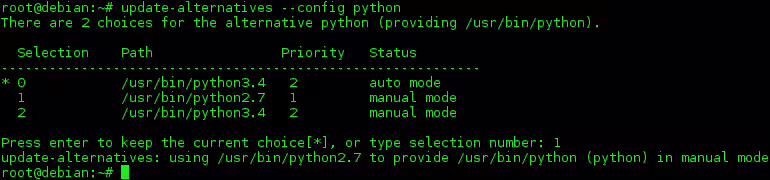 debian linux change alternative python version