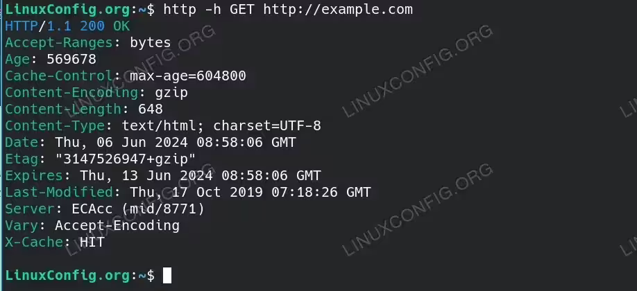 obtain website header using the httpie Command