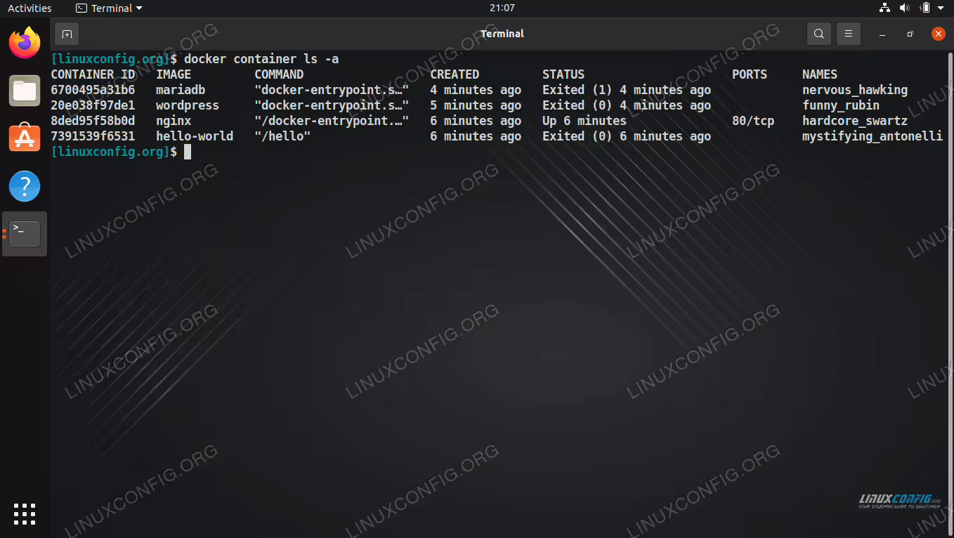 Listing all the Docker containers on our system