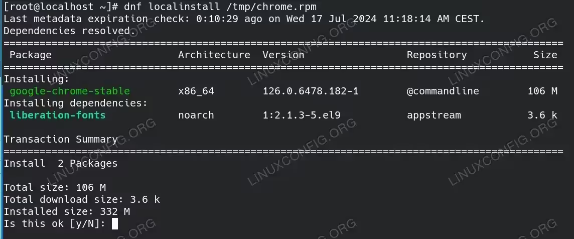 Install the Google Chrome package