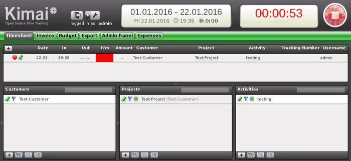 kimai time tracker installation docker