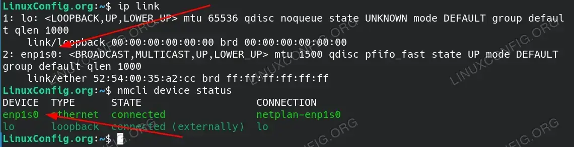 Retrieve the network interface name