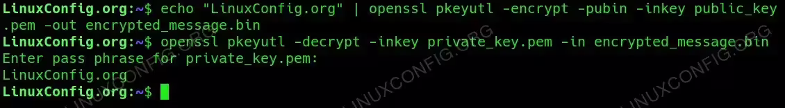 Encrypting and Decrypting message using OpenSSL key pairs.