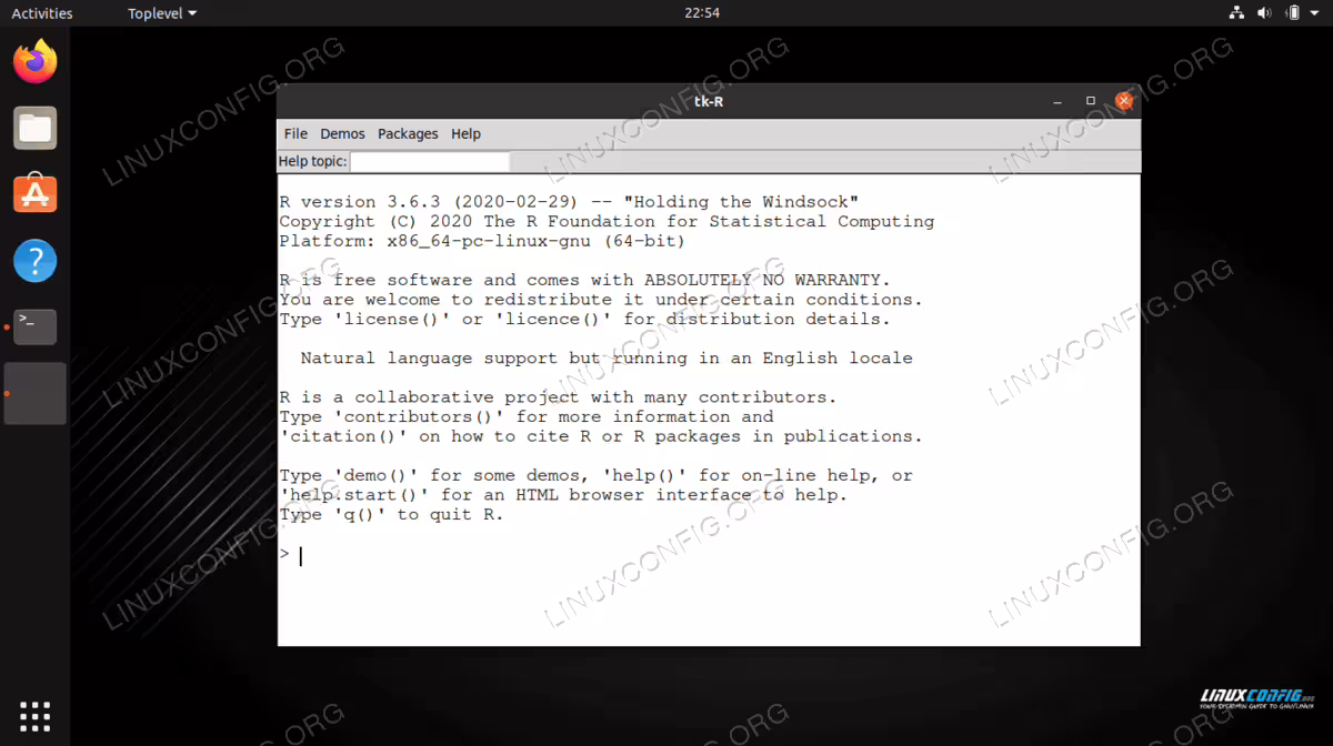 Launching R in an application window under Linux