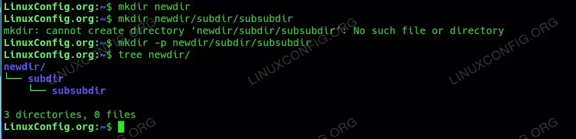 The -p option allows you to create nested directories otherwise the error mkdir: cannot create directory will be displayed. 
