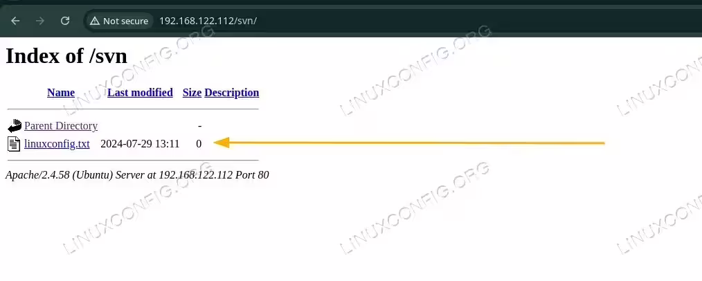 This page confirms that WebDAV server is enabled correctly. You should be able to see your testing file at this point.
