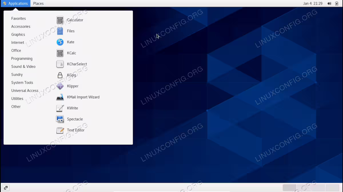 Loaded into the KDE Plasma GUI desktop on CentOS Linux