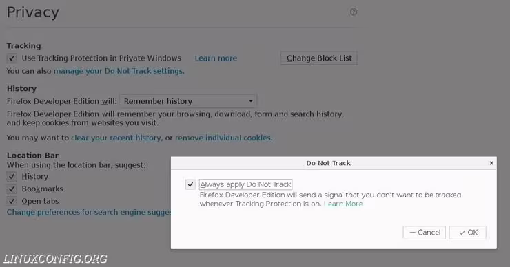 Enable Do Not Track on Firefox