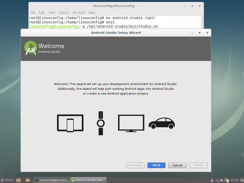 Follow Android Studio Wizard