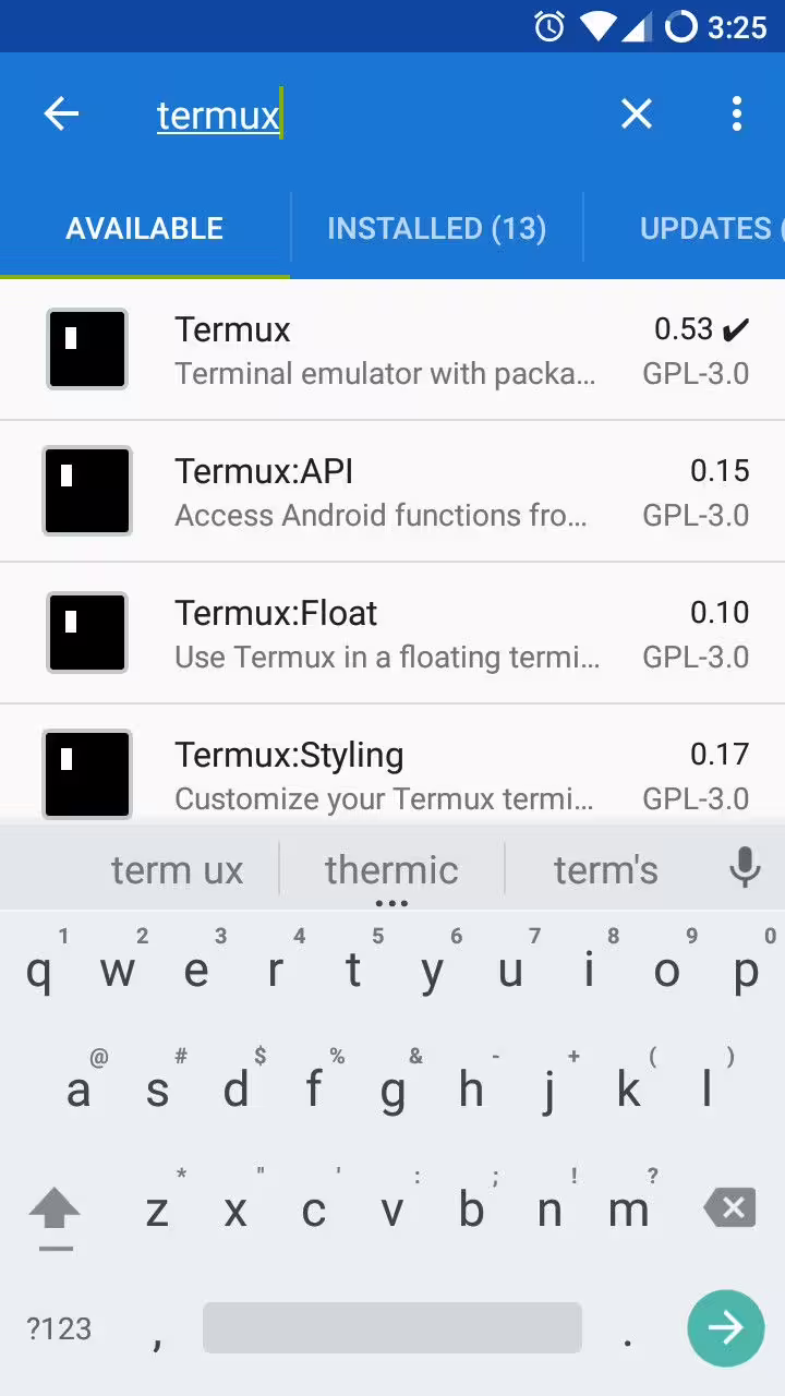 Search For Termux in F-Droid