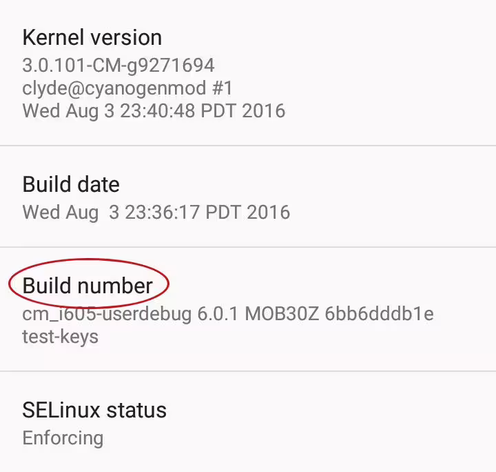 Android Build Information