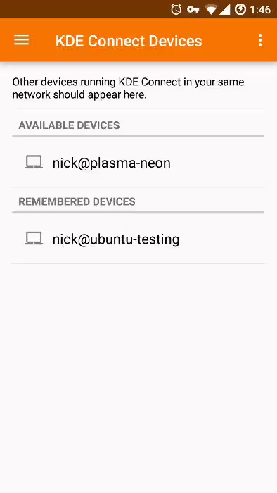 KDE Connect computer discovered on Android