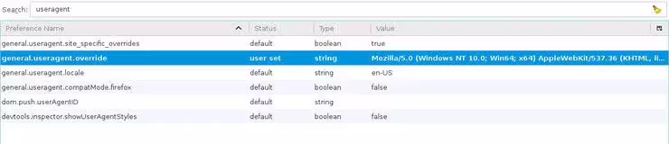 Firefox with a spoofed agent