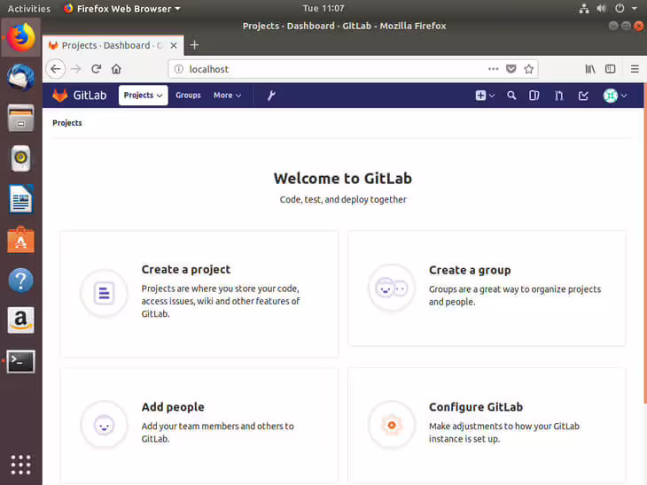 Ubuntu Bionic Gitlab Welcome Screen