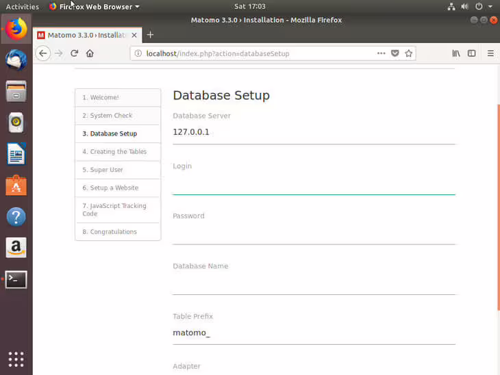 Ubuntu Bionic Matomo Database Setup