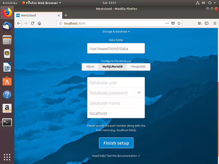 Ubuntu Bionic Nextcloud Database Setup