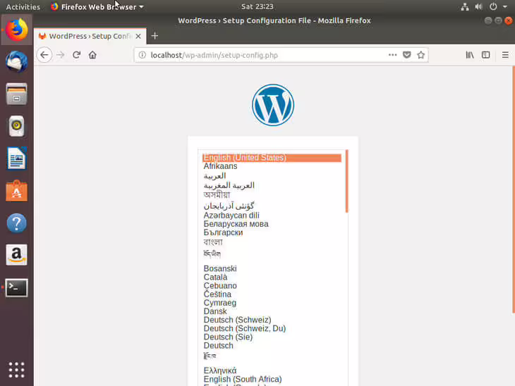 Ubuntu Bionic Select WordPress Language
