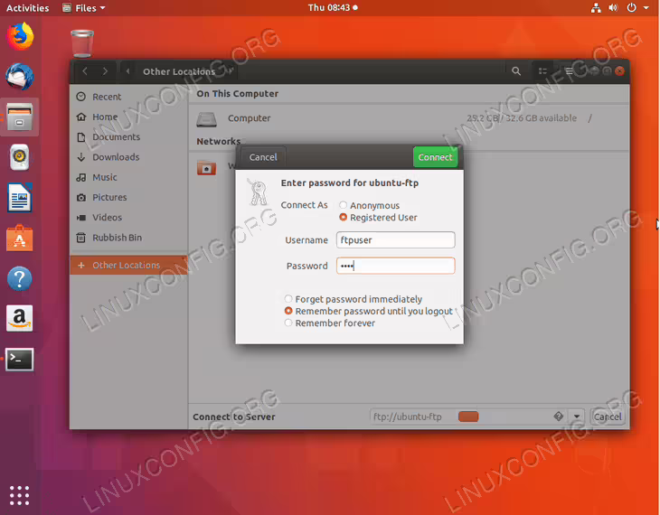 Setting up an FTP connection on Ubuntu 18.04