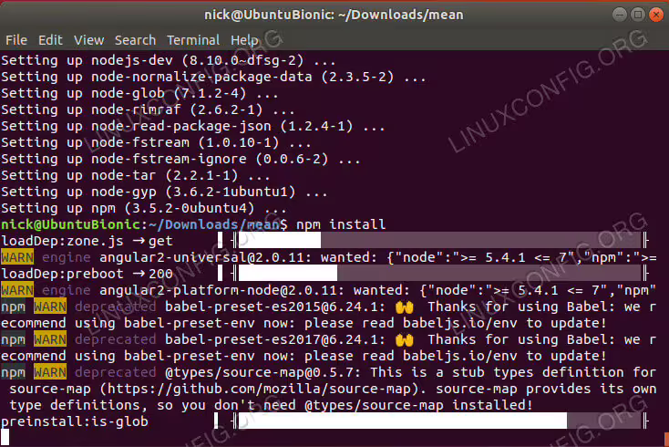 Install MEAN With NPM On Ubuntu 18.04
