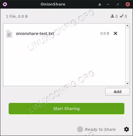 Onionshare with a file