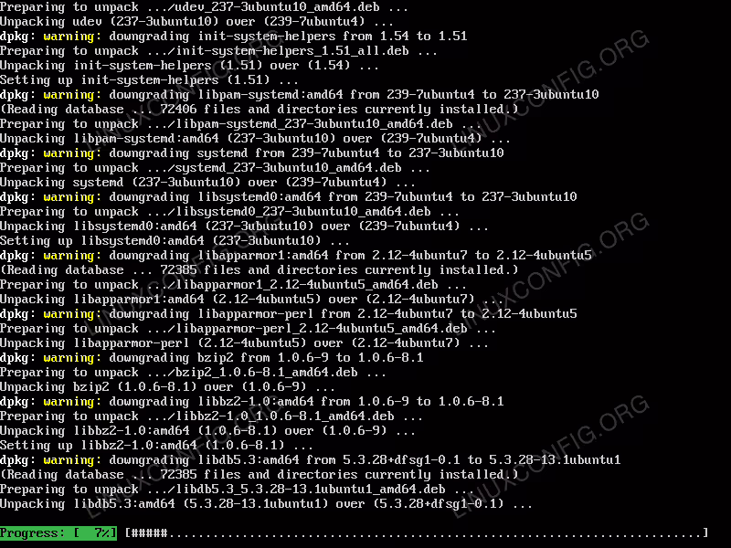 Ubuntu downgrade does not come without WARNING attached.