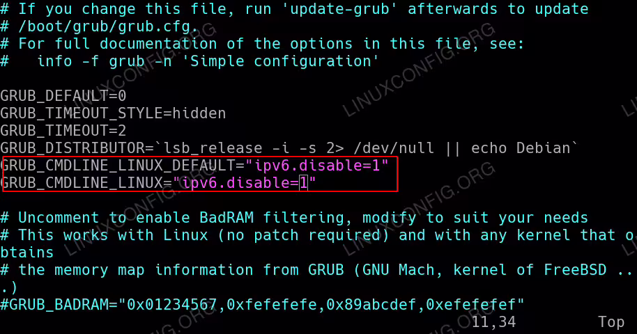 Disable IPv6 protocol after reboot on Ubuntu 18.04 using GRUB